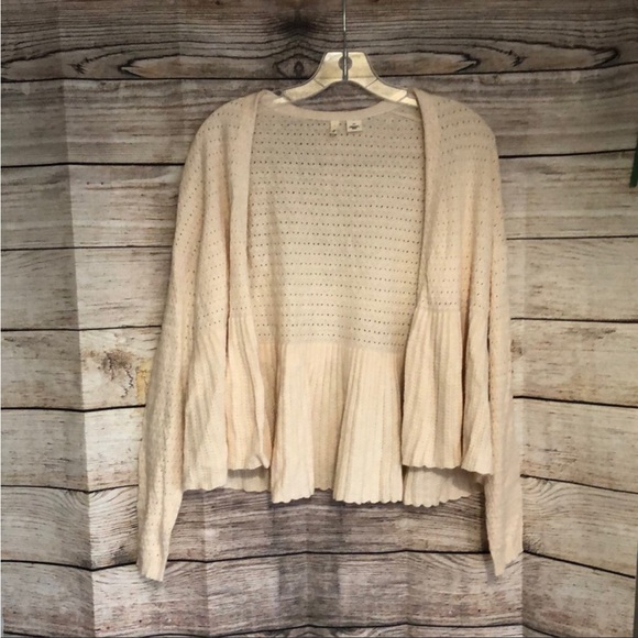 Anthropologie Moth Pointelle Peplum Cardigan M - Picture 2 of 6